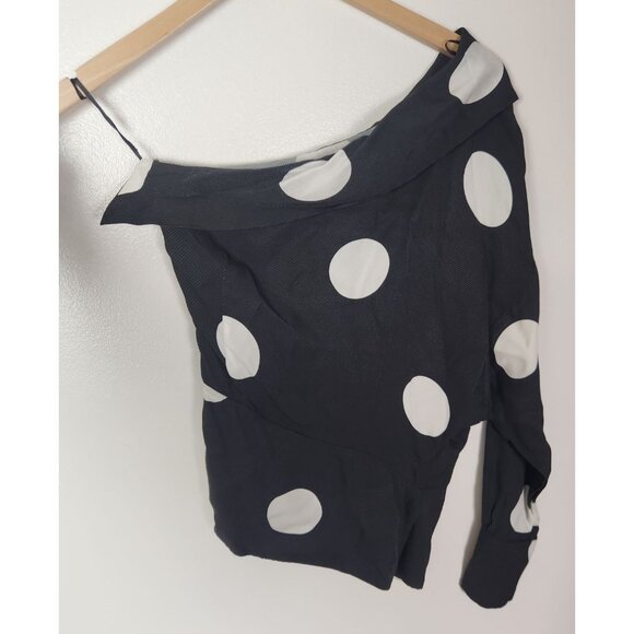 Space by Simona Corsellini Women's Sz. 40 Polka Dot One Shoulder Top - Picture 6 of 6